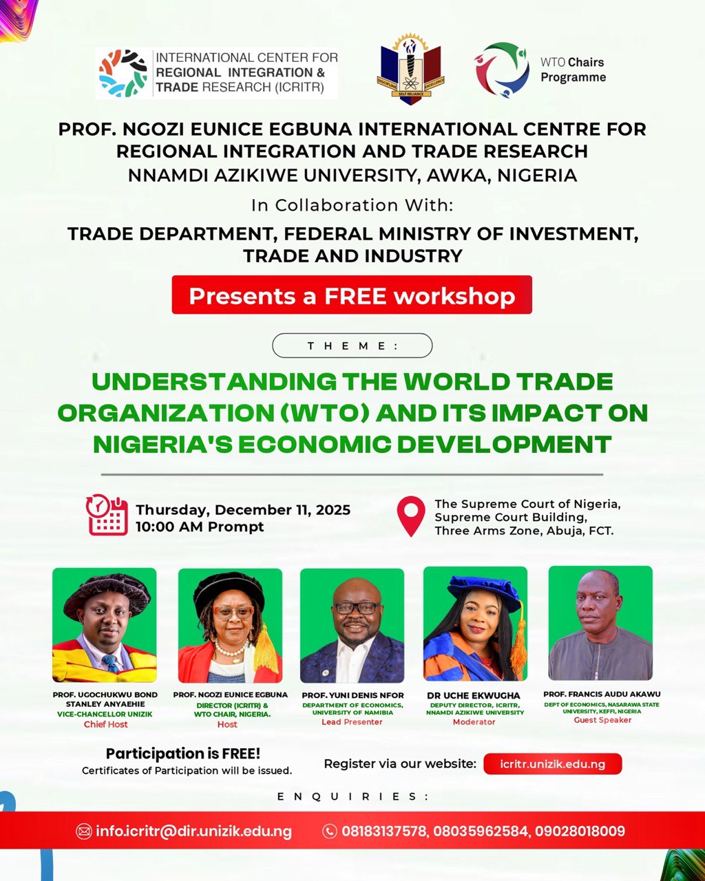 Free Capacity-Building Seminar on WTO and Nigeria’s Economic Development